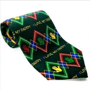 Ralph Marlin I Love My Daddy Argyle Men's Silk Tie